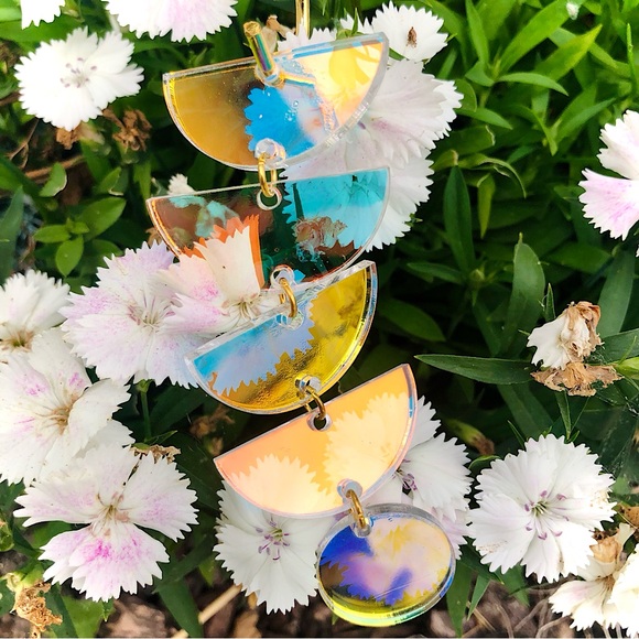 Iridescent and Gold Moon Phase Plant Stake - Picture 3 of 7